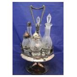 Victorian castor set - silver plate holder