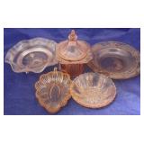 5 Pieces pink Depression glass