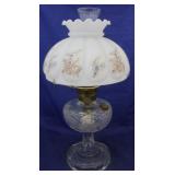 Aladdin oil lamp w/ painted glass shade