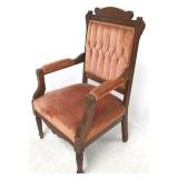 Victorian Walnut tufted back vintage chair