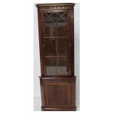 English Georgian inlaid corner cabinet