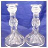 Pair crystal candle holders