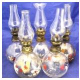 5 Assorted miniature oil lamps