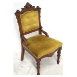 Victorian walnut carved parlor chair