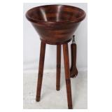 Vintage salad bowl on stand w/ utensils