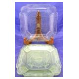 4 Lorain Green Depression glass plates