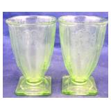 Lorain green Depression juice glasses