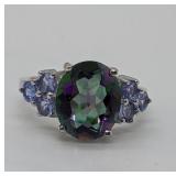Mystic Gemstone & Tanzanite Sterling Silver Ring