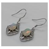 Ethiopian Opal & Created White Sapphire Earrings