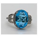 Blue Topaz & White Sapphire Sterling Silver Ring