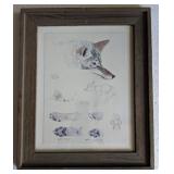 Framed Pen & Ink "Coyote & Jackson, Wyo"
