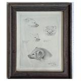 Framed Pen & Ink  "Marten, Flat Creek, Jan 30 1933