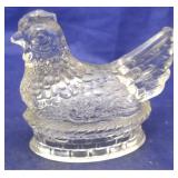 Glass hen on the nest candy dish