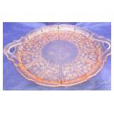 Pink Cherry Blossom Depression Glass platter