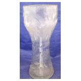 Etched glass vase