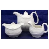 3 Pc Valley Forge Ironstone teapot, creamer & suga