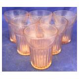6 Pink Depression flat tumblers