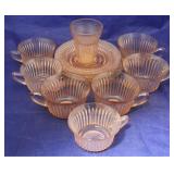 12 Pieces pink Depression glass