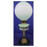 Brass base painted glass lamp