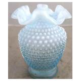 Fenton opalescent blue hobnail vase