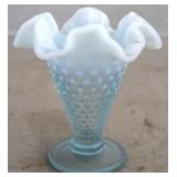 Fenton opalescent blue hobnail vase