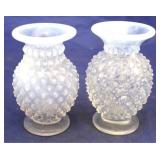 Pair Fenton opalescent hobnail vases
