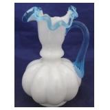 Fenton blue crest pitcher