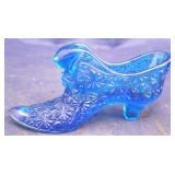 Fenton blue glass shoe