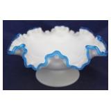 Fenton blue crest footed bowl