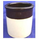 Roseville brown & white crock