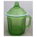 Green glass measuring cup w/ lid