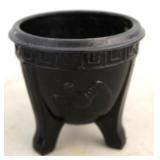 L E Smith black amethyst Greek Key jordaneire