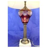 Cut cranberry glass vintage lamp