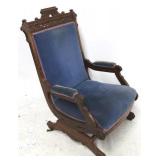 Victorian Walnut carved platform rocker