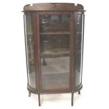 Original finish oak curved glass china cabinet