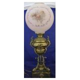 Brass base electrified oil lamp