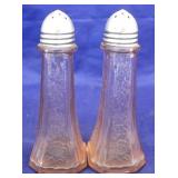 Pink Mayfair Depression Glass salt/pepper shakers