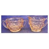 Jeanette Cubist pink creamer & sugar