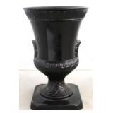 Vintage black glass urn vase