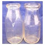 2 Vintage glass milk bottles
