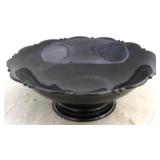 L E Smith black amethyst pedestal bowl