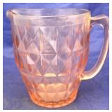 Pink Windsor Diamond pitcher & 6 glasses