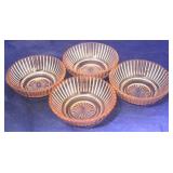 4 Pink Depression Glass bowls