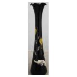 Black amethyst hand painted vase