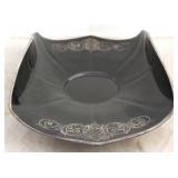 Black glass tray with overlay