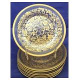 8 Vintage crystal glass plates with overlay