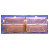 2 Pink Depression refrigerator dishes