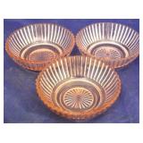 3 Pink Depression Glass bowls
