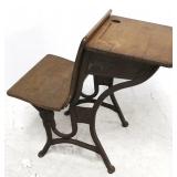 Vintage wood & metal school desk