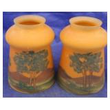 2 Vintage painted lamp globes